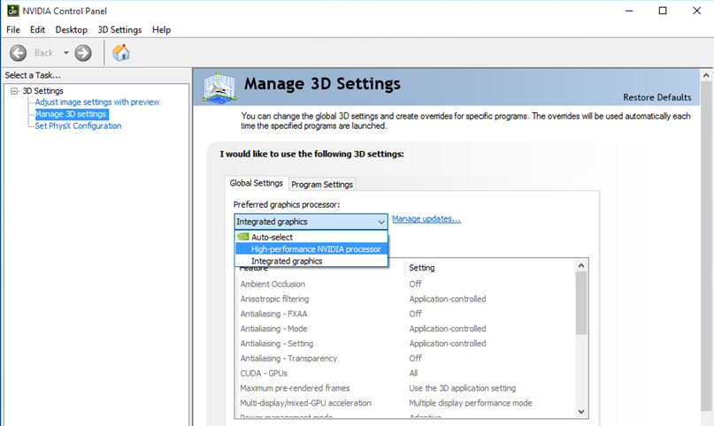 display settings