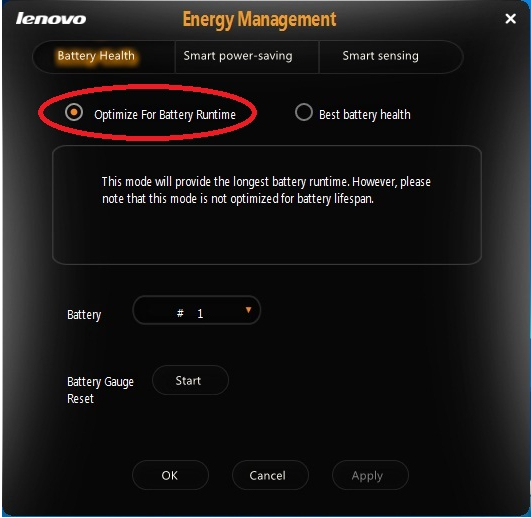 Lenovo energy manager