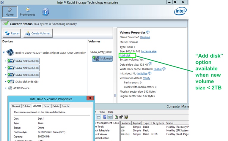 Intel Rapid Storage. Intel Rapid Storage Technology. Intel Raid 1 Volume (931 ГБ). Драйвер и утилита Intel Rapid Storage Technology ver:19.5.5.1052.