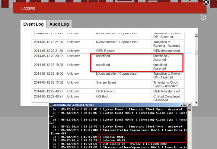 System event log. Event log.