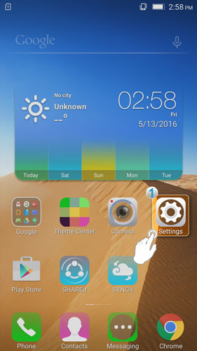 Lenovo A7000 - Enable the hidden developer options and USB debugging - Settings on Home screen