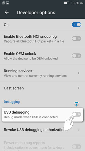 Lenovo A7000 - Enable the hidden developer options and USB debugging - USB debugging