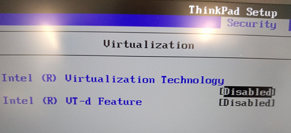 Virtualization options location