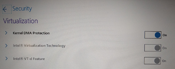 Virtualization options location
