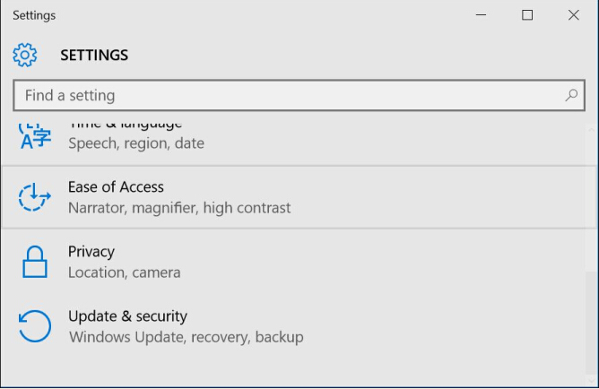 Update and security in windows 10