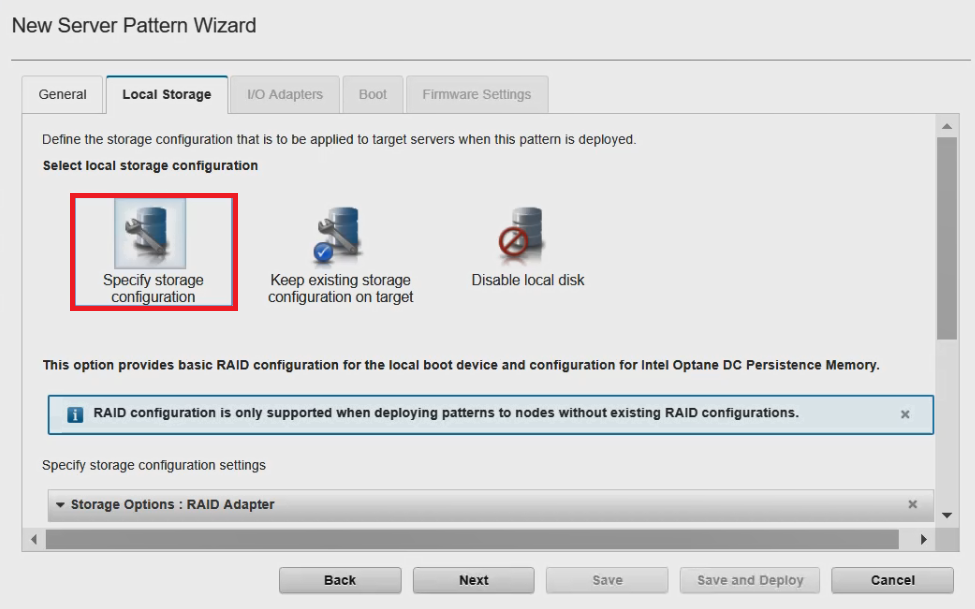 Storage configuration. Storage configuration