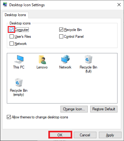 Cómo mostrar u ocultar iconos de escritorio Windows 10 - Lenovo Support JP