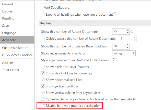 Disable option checking