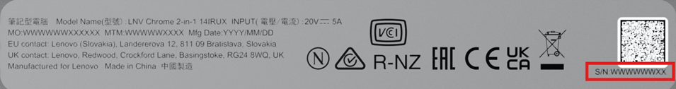Lokalizacja numeru seryjnego Chromebooka