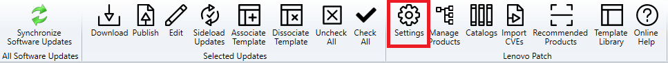 Lenovo Patch Settings Button in Ribbon Bar