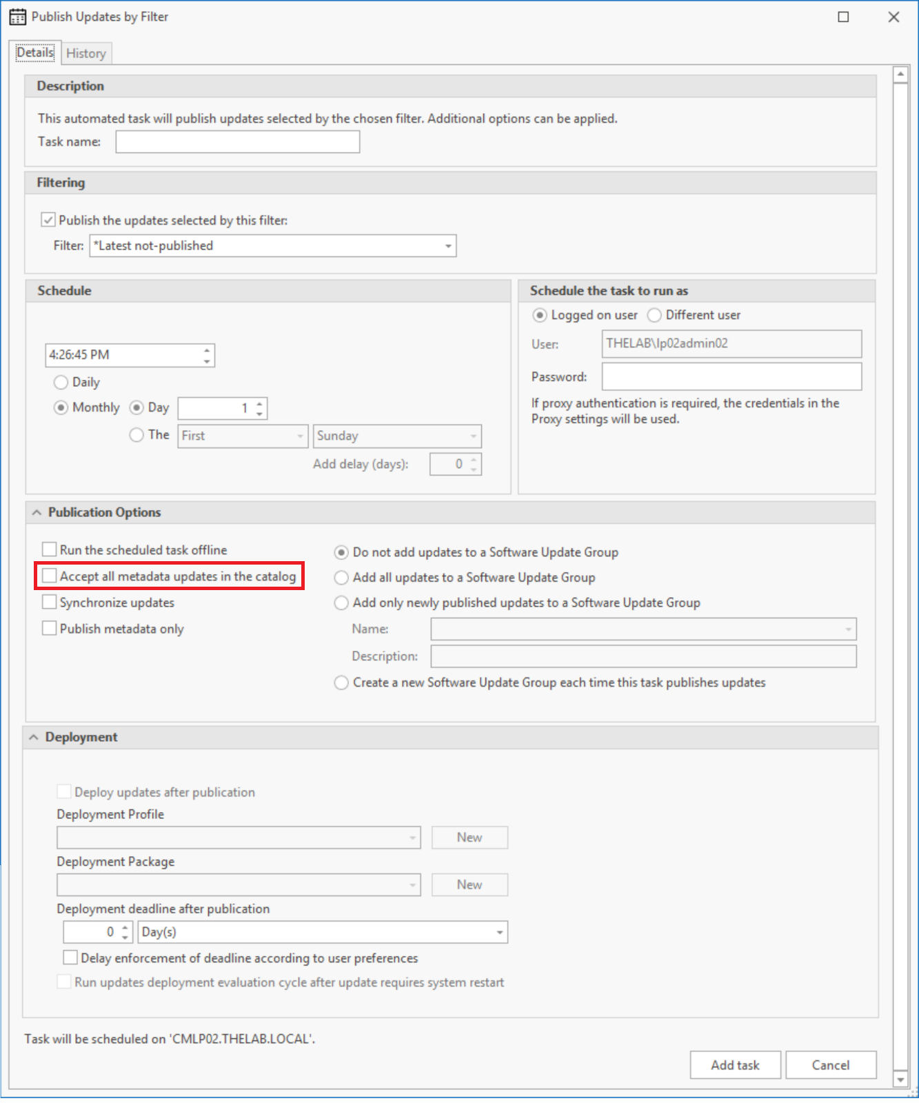 Schedule Metadata Options