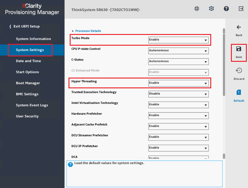 How to enable the Intel Turbo Boost in LXPM - Lenovo Support US