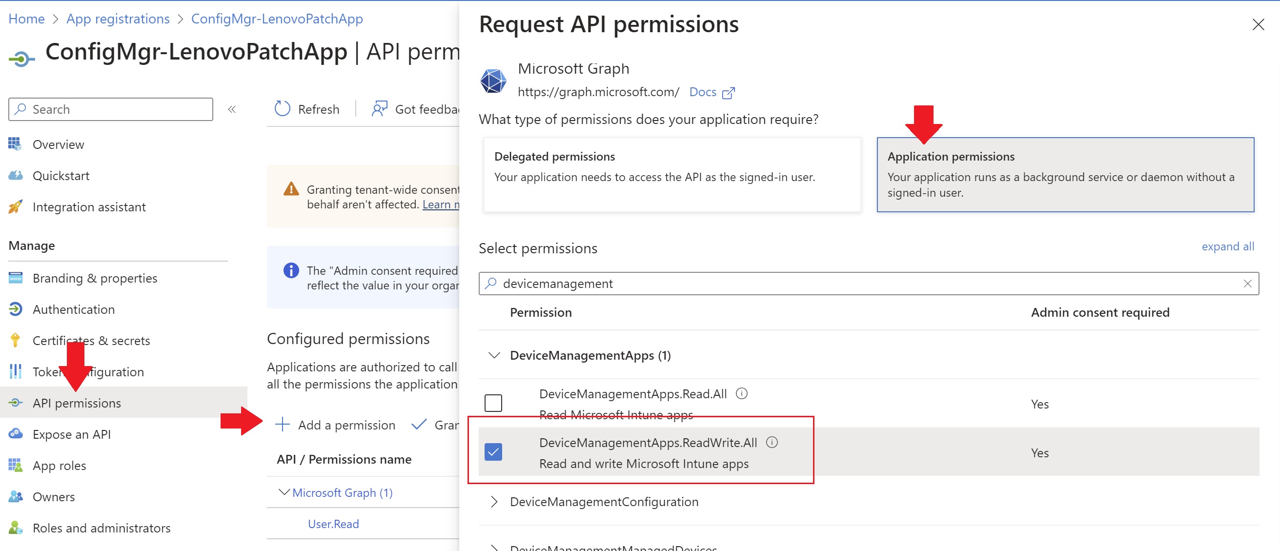 Entra ID App Reg API Permissions