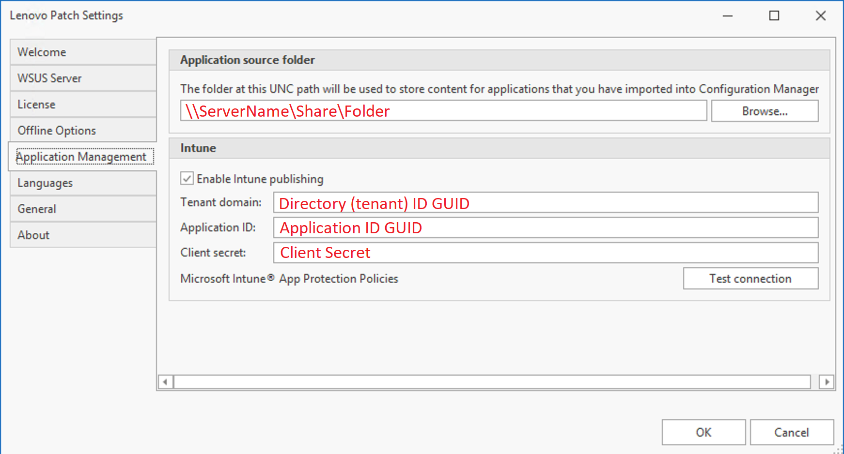 Lenovo Patch Settings Application Management Tab
