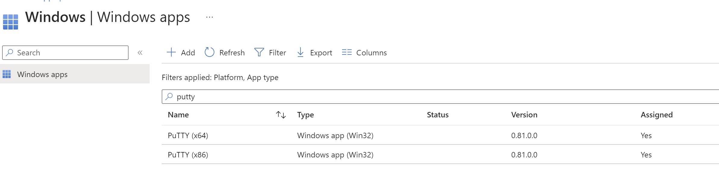 Intune Windows Apps List